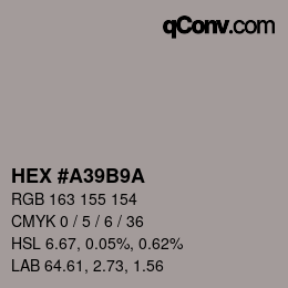 カラーコード: HEX #A39B9A | qconv.com