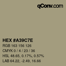 カラーコード: HEX #A39C7E | qconv.com