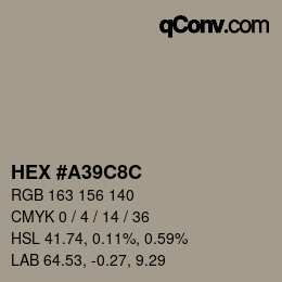 カラーコード: HEX #A39C8C | qconv.com