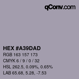 Color code: HEX #A39DAD | qconv.com