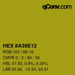 カラーコード: HEX #A39E12 | qconv.com
