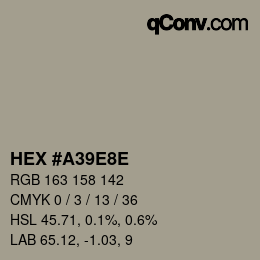 Color code: HEX #A39E8E | qconv.com