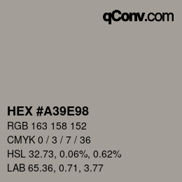颜色代码: HEX #A39E98 | qconv.com