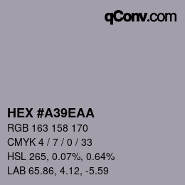Farbcode: HEX #A39EAA | qconv.com