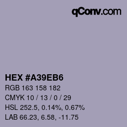 カラーコード: HEX #A39EB6 | qconv.com