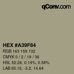 Farbcode: HEX #A39F84 | qconv.com
