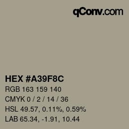 Color code: HEX #A39F8C | qconv.com