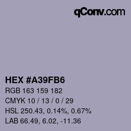 Color code: HEX #A39FB6 | qconv.com