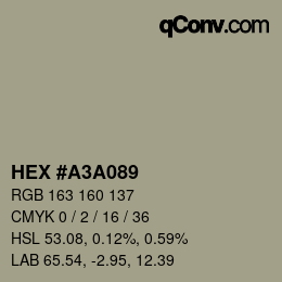 カラーコード: HEX #A3A089 | qconv.com