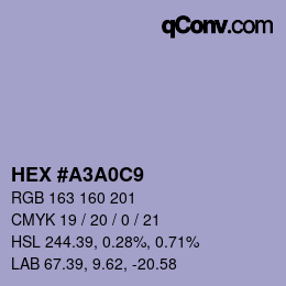 Color code: HEX #A3A0C9 | qconv.com