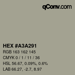 颜色代码: HEX #A3A291 | qconv.com