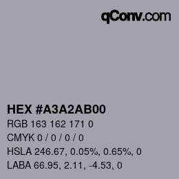 Color code: HEX #A3A2AB00 | qconv.com