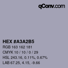 カラーコード: HEX #A3A2B5 | qconv.com