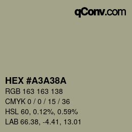 Farbcode: HEX #A3A38A | qconv.com