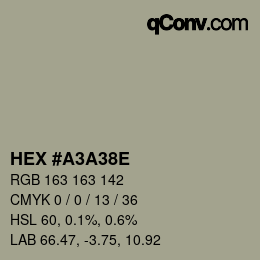 Color code: HEX #A3A38E | qconv.com