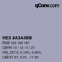 Color code: HEX #A3A4BB | qconv.com