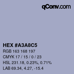 Color code: HEX #A3A8C5 | qconv.com