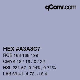 颜色代码: HEX #A3A8C7 | qconv.com