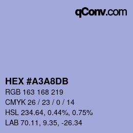 Color code: HEX #A3A8DB | qconv.com