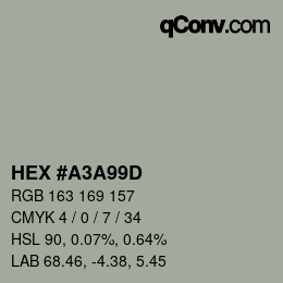 Color code: HEX #A3A99D | qconv.com