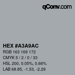 颜色代码: HEX #A3A9AC | qconv.com
