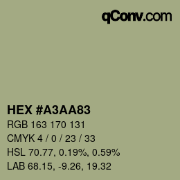 カラーコード: HEX #A3AA83 | qconv.com