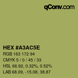 Color code: HEX #A3AC5E | qconv.com