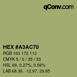 カラーコード: HEX #A3AC70 | qconv.com