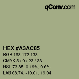 Color code: HEX #A3AC85 | qconv.com