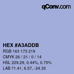 Farbcode: HEX #A3ADDB | qconv.com