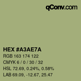 Código de color: HEX #A3AE7A | qconv.com