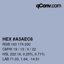 颜色代码: HEX #A3AEC8 | qconv.com