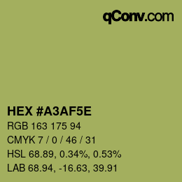 Color code: HEX #A3AF5E | qconv.com