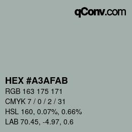 Color code: HEX #A3AFAB | qconv.com