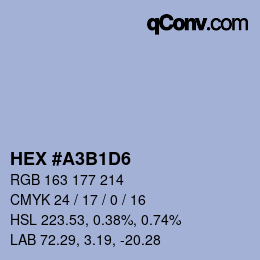 Farbcode: HEX #A3B1D6 | qconv.com