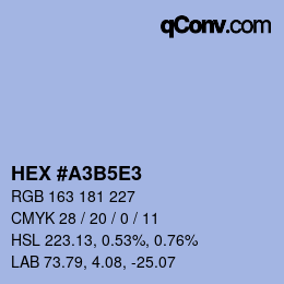 Color code: HEX #A3B5E3 | qconv.com
