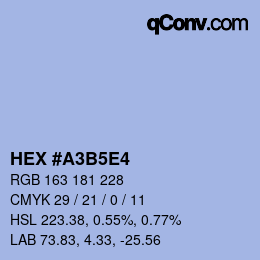 Farbcode: HEX #A3B5E4 | qconv.com