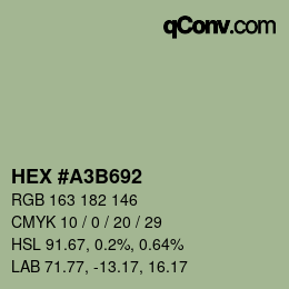 Código de color: HEX #A3B692 | qconv.com