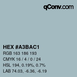 カラーコード: HEX #A3BAC1 | qconv.com