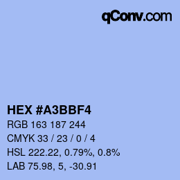 カラーコード: HEX #A3BBF4 | qconv.com