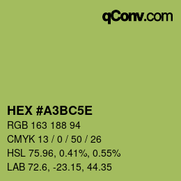 Color code: HEX #A3BC5E | qconv.com