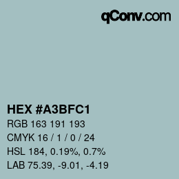Color code: HEX #A3BFC1 | qconv.com