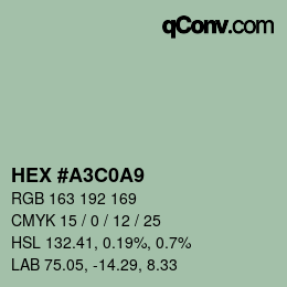 Color code: HEX #A3C0A9 | qconv.com