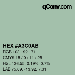 颜色代码: HEX #A3C0AB | qconv.com