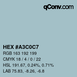 Código de color: HEX #A3C0C7 | qconv.com