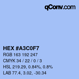 颜色代码: HEX #A3C0F7 | qconv.com
