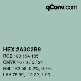 Color code: HEX #A3C2B9 | qconv.com