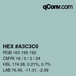 Color code: HEX #A3C3C0 | qconv.com