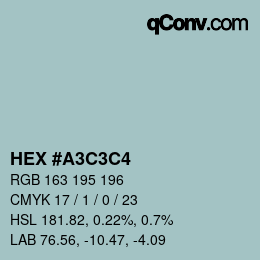 颜色代码: HEX #A3C3C4 | qconv.com