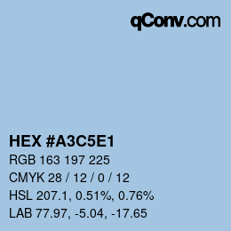 カラーコード: HEX #A3C5E1 | qconv.com